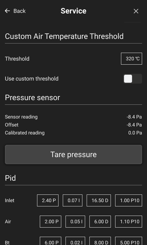 Tare pressure
